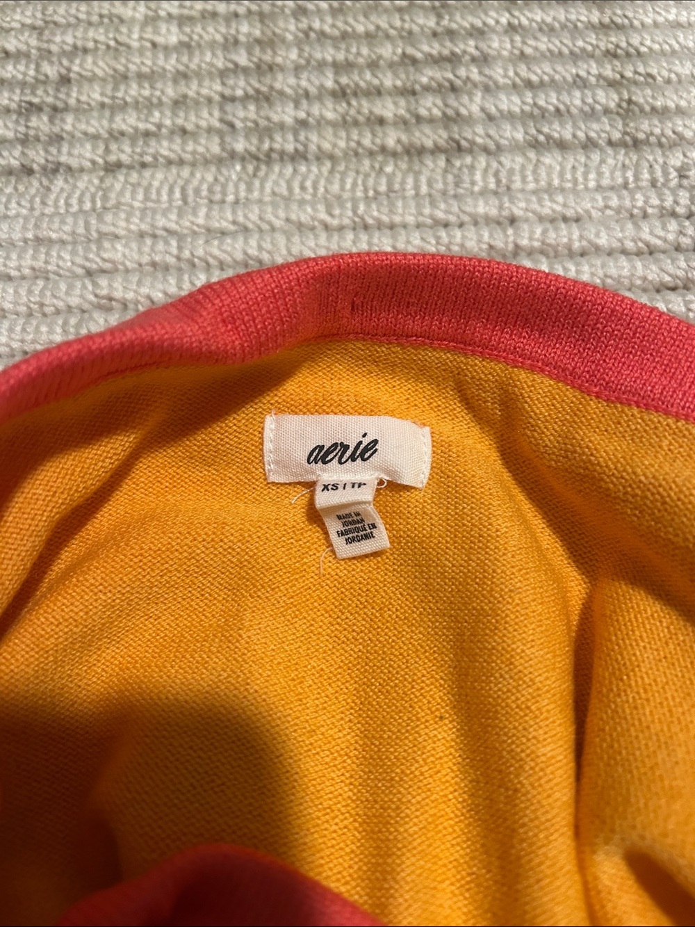 aerie Bright Yellow Knit Top with Pink Trim - Picture 2 of 3